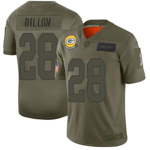 Handy Spectacular Delightful Packers #28 AJ Dillon Camo Youth Stitched NFL Limited 2019 Salute To Service Jersey
