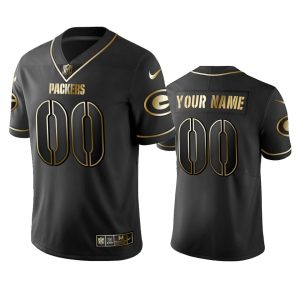 Impressive Incredible Stunning Packers Custom Men's Stitched NFL Vapor Untouchable Limited Black Golden Jersey