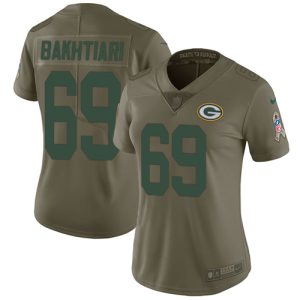 Impressive Modern Brilliant Packers #69 David Bakhtiari Olive Women's Stitched NFL Limited 2017 Salute to Service Jersey