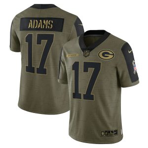 Impressive Outstanding Fabulous Green Bay Packers #17 Davante Adams Olive 2021 Salute To Service Limited Player Jersey