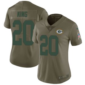 Impressive Packers #20 Kevin King Olive Women's Stitched NFL Limited 2017 Salute to Service Jersey