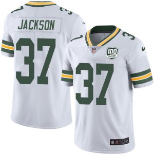 Impressive Packers #37 Josh Jackson White Youth 100th Season Stitched NFL Vapor Untouchable Limited Jersey