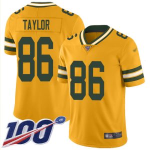 Impressive Packers #86 Malik Taylor Gold Men's Stitched NFL Limited Inverted Legend 100th Season Jersey