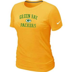 Impressive Pretty Women's Green Bay Packers Heart & Soul NFL T Shirt Yellow