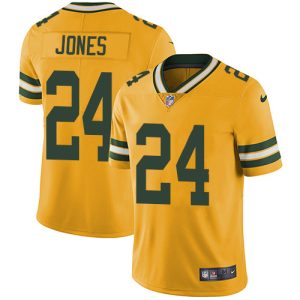 Impressive Superb Packers #24 Josh Jones Yellow Men's Stitched NFL Limited Rush Jersey