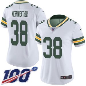 Incredible Awesome Packers #38 Ellis Merriweather White Women's Stitched NFL 100th Season Vapor Untouchable Limited Jersey