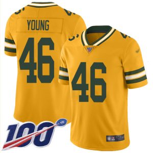 Incredible Classy Packers #46 Christian Young Gold Men's Stitched NFL Limited Inverted Legend 100th Season Jersey