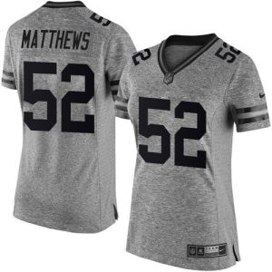 Incredible Packers #52 Clay Matthews Gray Women's Stitched NFL Limited Gridiron Gray Jersey
