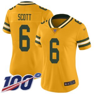 Incredible Packers #6 JK Scott Yellow Women's Stitched NFL Limited Rush 100th Season Jersey