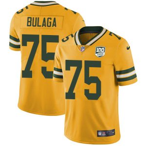 Incredible Perfect Awesome Packers #75 Bryan Bulaga Yellow Men's 100th Season Stitched NFL Limited Rush Jersey