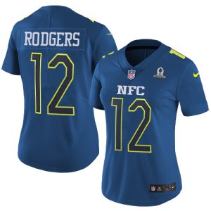 Incredible Stunning Packers #12 Aaron Rodgers Navy Women's Stitched NFL Limited NFC 2017 Pro Bowl Jersey