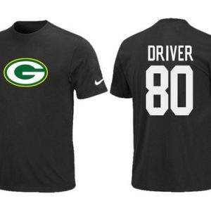 Incredible Trendy Cool Green Bay Packers #80 Donald Driver Name & Number NFL T Shirt Black