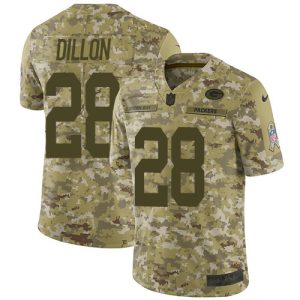 Incredible Trendy Superb Packers #28 AJ Dillon Camo Youth Stitched NFL Limited 2018 Salute To Service Jersey