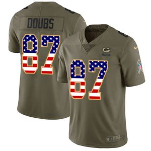 Luxurious Amazing Pretty Packers #87 Romeo Doubs Olive/USA Flag Youth Stitched NFL Limited 2017 Salute To Service Jersey