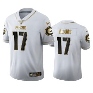 Luxurious Comfortable Elegant Green Bay Packers #17 Davante Adams Men's White Golden Edition Vapor Limited NFL 100 Jersey