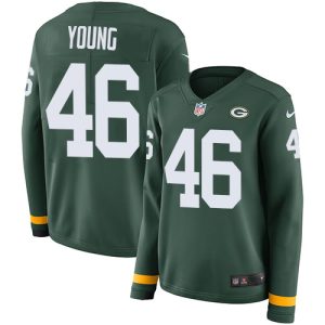 Luxurious Comfortable Impressive Packers #46 Christian Young Green Team Color Women's Stitched NFL Limited Therma Long Sleeve Jersey