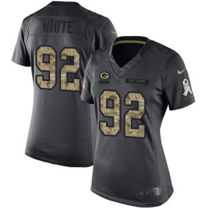 Luxurious Comfortable Packers #92 Reggie White Black Women's Stitched NFL Limited 2016 Salute to Service Jersey