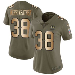 Luxurious Packers #38 Ellis Merriweather Olive/Gold Women's Stitched NFL Limited 2017 Salute To Service Jersey