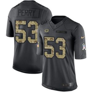 Luxurious Packers #53 Nick Perry Black Men's Stitched NFL Limited 2016 Salute To Service Jersey