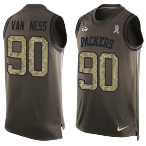 Luxurious Packers #90 Lukas Van Ness Green Men's Stitched NFL Limited Salute To Service Tank Top Jersey