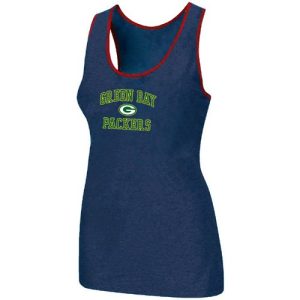 Luxurious Unique Women's Green Bay Packers Heart & Soul Tri Blend Racerback Stretch Tank Top Blue