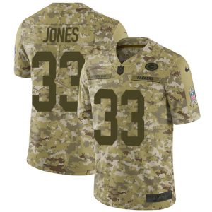 Magnificent Graceful Packers #33 Aaron Jones Camo Men's Stitched NFL Limited 2018 Salute To Service Jersey