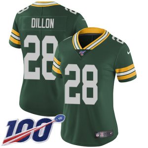 Magnificent Luxurious Packers #28 AJ Dillon Green Team Color Women's Stitched NFL 100th Season Vapor Untouchable Limited Jersey