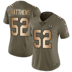 Magnificent Marvelous Graceful Packers #52 Clay Matthews Olive/Gold Women's Stitched NFL Limited 2017 Salute to Service Jersey