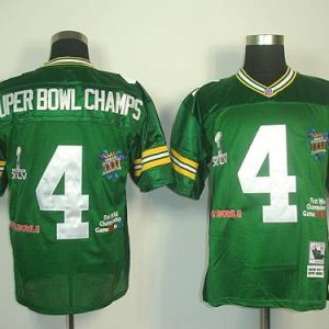 Magnificent Mitchell And Ness Packers #4 Superbowlchamps Green Stitched NFL Jersey