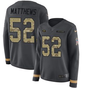 Magnificent Modern Graceful Packers #52 Clay Matthews Anthracite Salute to Service Women's Stitched NFL Limited Therma Long Sleeve Jersey