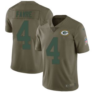 Magnificent Packers #4 Brett Favre Olive Men's Stitched NFL Limited 2017 Salute To Service Jersey