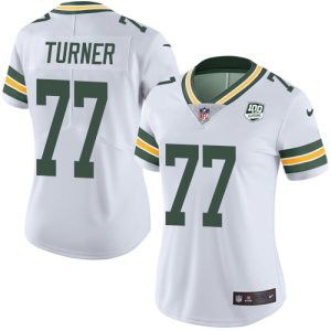 Magnificent Packers #77 Billy Turner White Women's 100th Season Stitched NFL Vapor Untouchable Limited Jersey
