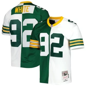 Marvelous Brilliant Reggie White Green Bay Packers 1996 Split Legacy Replica Jersey Green