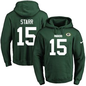 Marvelous Packers #15 Bart Starr Green Name & Number Pullover NFL Hoodie