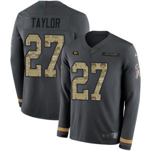 Marvelous Packers #27 Patrick Taylor Anthracite Salute to Service Men's Stitched NFL Limited Therma Long Sleeve Jersey