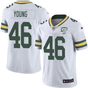Marvelous Pretty Packers #46 Christian Young White Men's 100th Season Stitched NFL Vapor Untouchable Limited Jersey