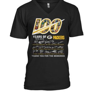 Marvelous Spectacular Terrific Green Bay Packers 100 Seasons Memories Women's V Neck T Shirt Black