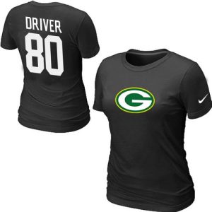 Marvelous Women's Green Bay Packers #80 Donald Driver Name & Number T Shirt Black