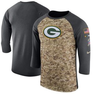 Modern Fabulous Men's Green Bay Packers Camo Anthracite Salute to Service Sideline Legend Performance Three Quarter Sleeve T Shirt