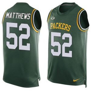 Modern Gorgeous Comfortable Packers #52 Clay Matthews Green Team Color Men's Stitched NFL Limited Tank Top Jersey