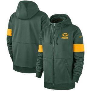 Modern Green Bay Packers Sideline Performance Full Zip Hoodie Green