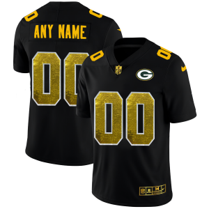Modern Handy Green Bay Packers Custom Men's Black Golden Sequin Vapor Limited NFL Jersey