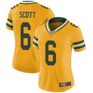 Modern Impressive Charming Packers #6 JK Scott Yellow Women's Stitched NFL Limited Rush Jersey