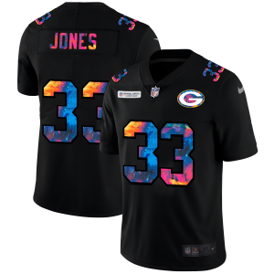 Modern Impressive Green Bay Packers #33 Aaron Jones Men's Multi Color Black 2020 NFL Crucial Catch Vapor Untouchable Limited Jersey