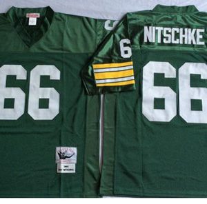 Modern Impressive Mitchell And Ness 1966 Packers #66 Ray Nitschke Green Throwback Stitched NFL Jersey