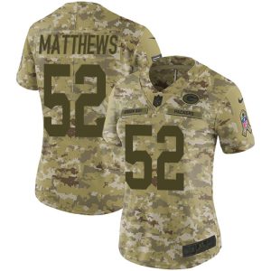 Modern Magnificent Packers #52 Clay Matthews Camo Women's Stitched NFL Limited 2018 Salute to Service Jersey