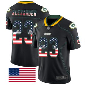Modern Packers #23 Jaire Alexander Black Men's Stitched NFL Limited Rush USA Flag Jersey