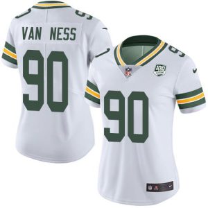 Modern Practical Packers #90 Lukas Van Ness White Women's 100th Season Stitched NFL Vapor Untouchable Limited Jersey