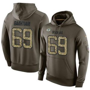 Modern Pretty NFL Men's Green Bay Packers #69 David Bakhtiari Stitched Green Olive Salute To Service KO Performance Hoodie