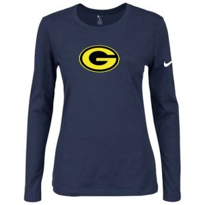 Modern Women's Green Bay Packers Of The City Long Sleeve Tri Blend NFL T Shirt Dark Blue 2
